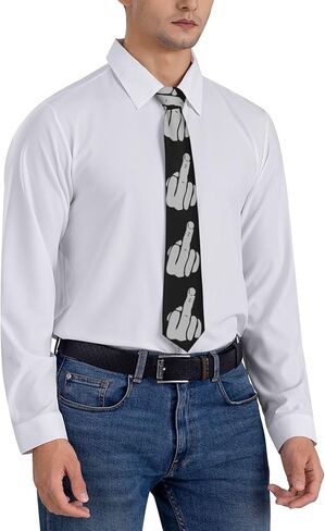 Peynir Hand Middle Finger Men'S Skinny Neck Ties Novelty Fashion Necktie For Weddings Party Business in Saudi Arabia