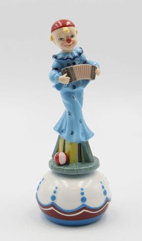 Cosmos Gifts Fine Porcelain Clown Playing Accordion Musical Box Figurine (Music Tune: Send in The Clown), 8-3/4" H in Kuwait