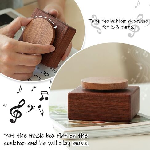 OULIGET Walnut DIY Music Box Base,Mechanical Music Box Handicraft,Customizable Vintage Musical Gift,Minimalist Ornaments for Creative Desktop Decor,Castle in the Sky in Saudi Arabia