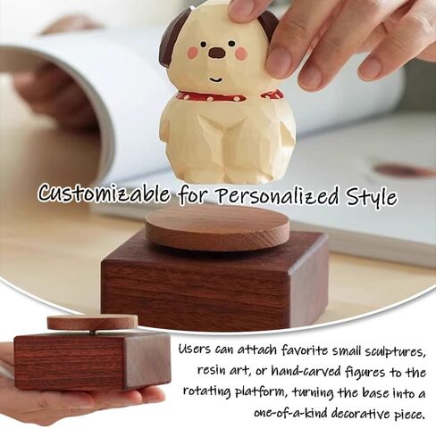 OULIGET Walnut DIY Music Box Base,Mechanical Music Box Handicraft,Customizable Vintage Musical Gift,Minimalist Ornaments for Creative Desktop Decor,Castle in the Sky in Saudi Arabia