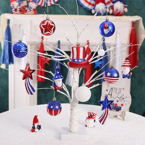 Patriotic Tree Decorations for 4th of July Independence Day Memorial Day, 41Pcs Red White Blue Hanging Ball Ornaments for USA 250th Anniversary in Saudi Arabia
