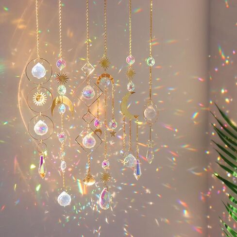 6Pcs Colorful Crystal Sun Catchers - Hanging Prism Rainbow Makers for Windows, Crystal Ball Pendants Ideal for Garden, Mother's Day, Home Decoration in Kuwait