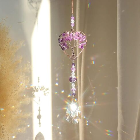 Crystal Sun Catcher Tree of Life Suncatcher Heart Shaped Hanging for Indoor Window, Crystal Light and Shadow Pendant, Decorating Gardens and Courtyards in Kuwait