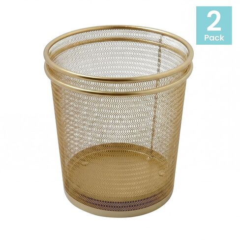 Martha Stewart Ryder Gold Mesh Metal Trash Can, 4.5 Gallon, Wastebasket for Office in Kuwait