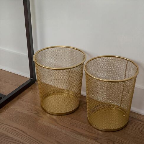 Martha Stewart Ryder Gold Mesh Metal Trash Can, 4.5 Gallon, Wastebasket for Office in Kuwait