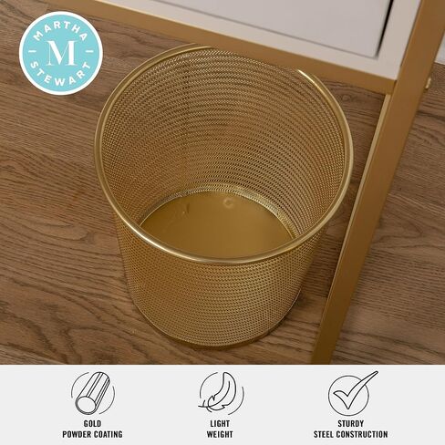 Martha Stewart Ryder Gold Mesh Metal Trash Can, 4.5 Gallon, Wastebasket for Office in Kuwait