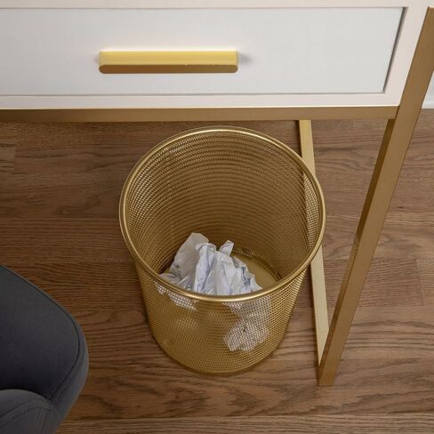Martha Stewart Ryder Gold Mesh Metal Trash Can, 4.5 Gallon, Wastebasket for Office in Kuwait