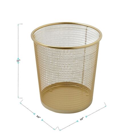 Martha Stewart Ryder Gold Mesh Metal Trash Can, 4.5 Gallon, Wastebasket for Office in Kuwait