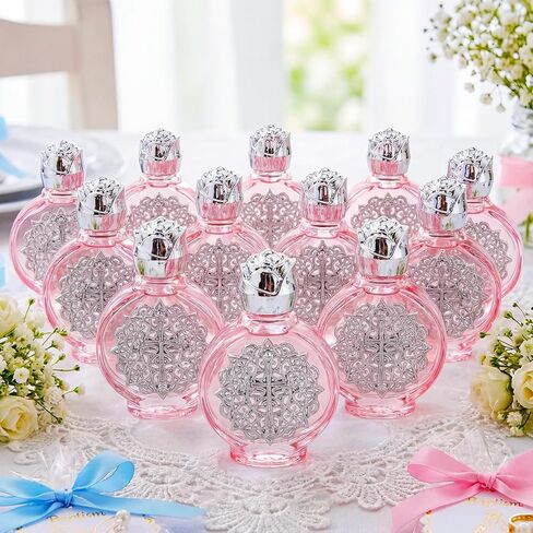 Yungyan 24 Pcs Glass Holy Water Bottles Baptism Favors for Guests Small Holy Water Containers with Golden Cross Emblem for Catholic Christian Church Wedding Baptism First Communion Gifts (Pink Silver) in Kuwait