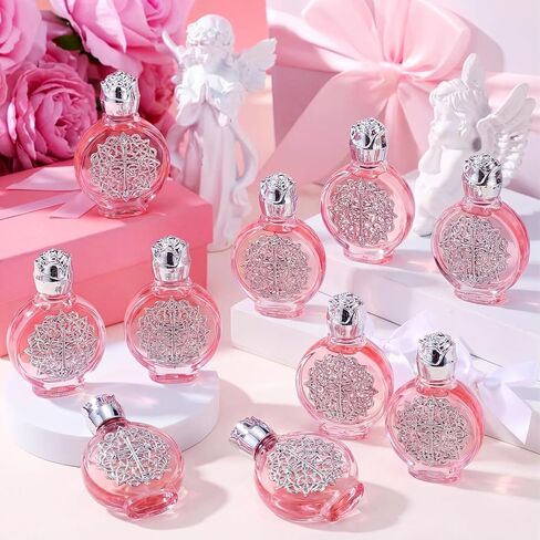Yungyan 24 Pcs Glass Holy Water Bottles Baptism Favors for Guests Small Holy Water Containers with Golden Cross Emblem for Catholic Christian Church Wedding Baptism First Communion Gifts (Pink Silver) in Kuwait