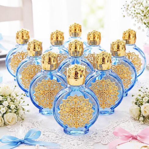 Yungyan 24 Pcs Glass Holy Water Bottles Baptism Favors for Guests Small Holy Water Containers with Golden Cross Emblem for Catholic Christian Church Wedding Baptism First Communion Gifts (Pink Silver) in Kuwait