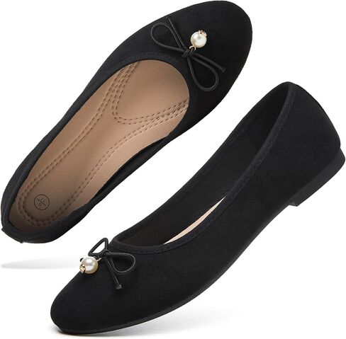 hash bubbie Women's Velvet Ballet Flats Elegant Dress Shoes Round Toe Slip On Shoes Comfortable Soft Dressy Flats for Women with Bow in Saudi Arabia