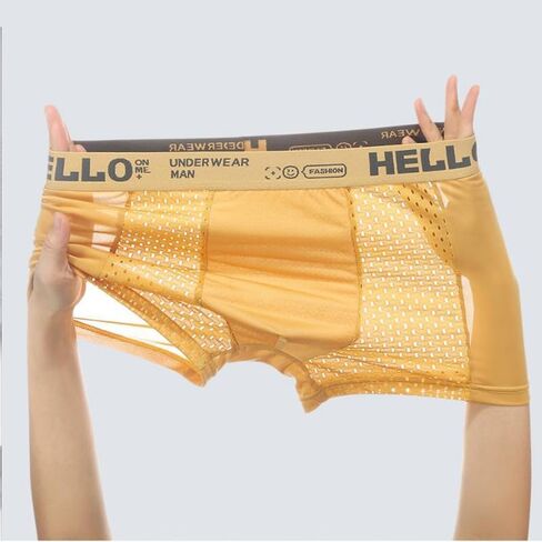 Mens Mesh Ice Silk Underwear 6-Pack Mens Boxer Briefs Ultra Cool Breathable Quick-Dry,Moisture Wicking No-Ride-Up in Kuwait