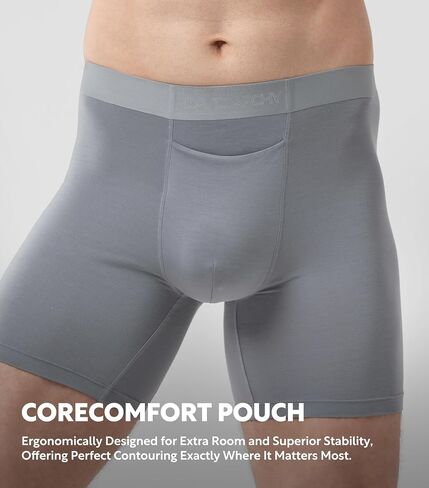 DAVID ARCHY Men's Modal Boxer Briefs with Horizontal Fly, Seamless Waistband, Support Pouch and No Ride Up Underwear, 4 Pack in Kuwait