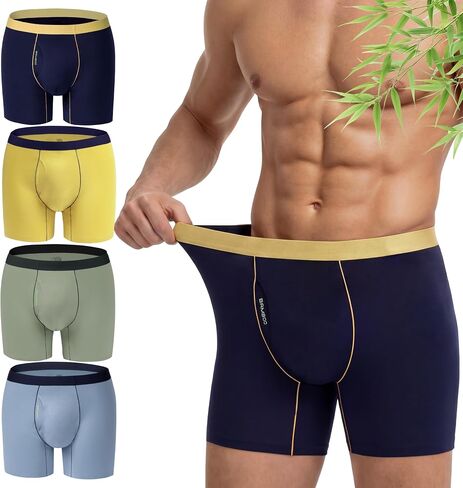 LUBOT Mens Underwear Pack Boxer Briefs Bamboo Viscose Soft Breathable Moisture Wicking Support Pouch Fly, No Riding Up in Saudi Arabia