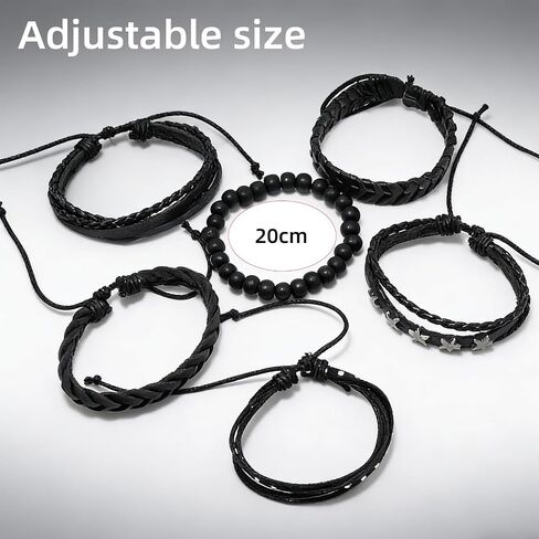 3 Pcs Punk Bracelet Set, Leather Braided Cuffs with Alt Necklaces & Keychain, Stackable Emo Bracelets for Men Women Accessories Grunge Alt Style in Saudi Arabia