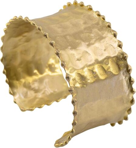 Gold Brass Statement Ornate Cuff Bracelet | Fluted Edges, Polished Hammered, Concave Design, Luxury in Saudi Arabia