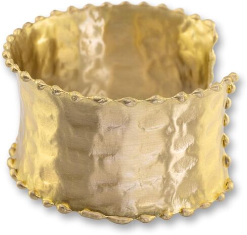 Gold Brass Statement Ornate Cuff Bracelet | Fluted Edges, Polished Hammered, Concave Design, Luxury in Saudi Arabia