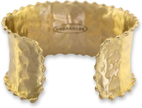Gold Brass Statement Ornate Cuff Bracelet | Fluted Edges, Polished Hammered, Concave Design, Luxury in Saudi Arabia