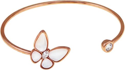 Modern Day Talisman Bracelet – Butterfly White Pearl Shell 16K Gold Adjustable Cuff – Meaningful Gift for Women for Wedding, Valentine’s, Mother’s Day, Everyday Wear in Saudi Arabia