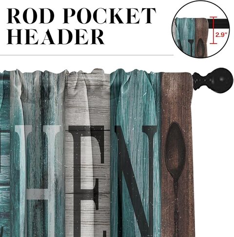 Teal and Brown Kitchen Window Curtains Valance and Tier Set 36 Inch, Rustic Farmhouse Turquoise Rod Pocket Short Tier Curtain for Bathroom, Wooden Home Small Cafe Drapes for Kitchen Decor in Saudi Arabia