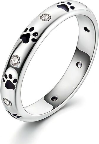 925 Sterling Silver Paw Print Ring for Women Cat Dog Pinky Ring Stackable in Saudi Arabia