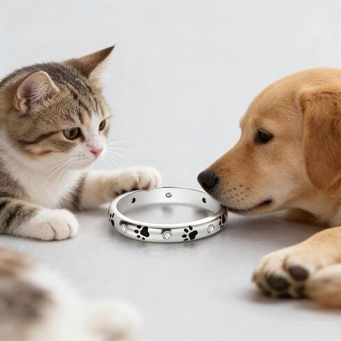925 Sterling Silver Paw Print Ring for Women Cat Dog Pinky Ring Stackable in Saudi Arabia