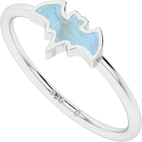 Bat Shape Natural Gemstones Stackable Rings for Women in 925 Sterling Silver | Birthstone Jewelry Gifts for Her (Bezel-Set) in Kuwait