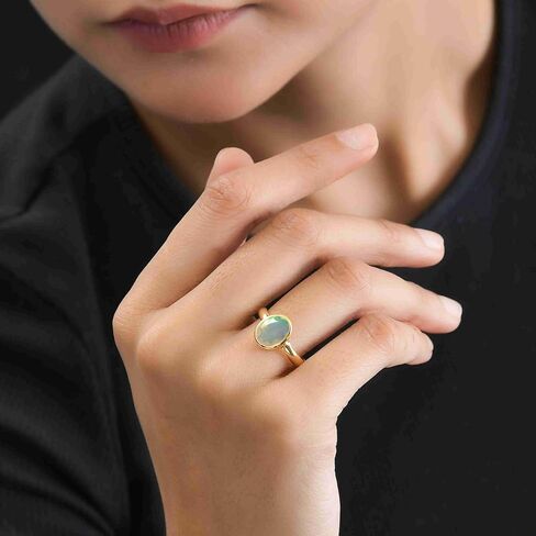 PHNX Natural Ethiopian Opal Ring 18K Gold Plated – Bezel Set Oval Cut, 925 Sterling Silver, October Birthstone Gift for Women, Sizes 5–10 in Saudi Arabia