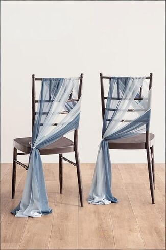 Wedding Chair Sashes Cover Aisle Decorations Draping Fabric Wrinkle-Free with Tie 2 Pcs Sage & Milky Green for Party Ceremony Reception Floral Arrangement Banquet Outdoor Decor in Kuwait
