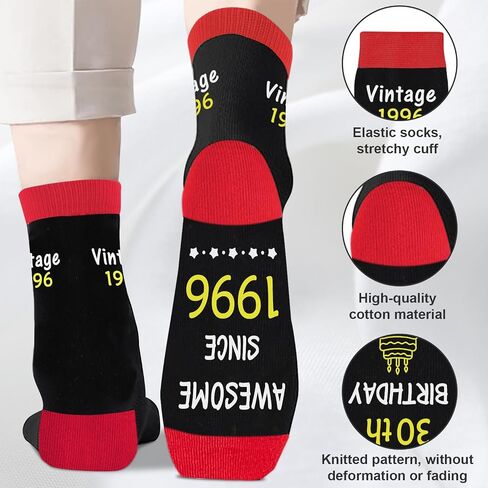 Juesly 30th Birthday Gifts for Him Her, Awesome Since 1996 Socks and Vintage Poster, 30 Year Old Bday Gifts for Friend, Sister, Wife, Husband in Saudi Arabia