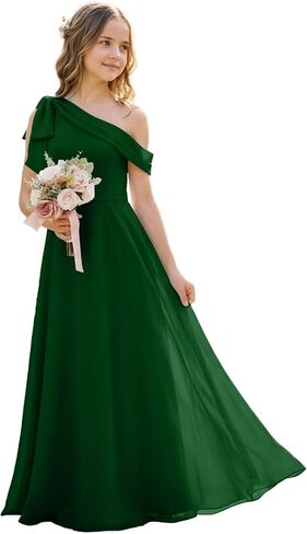 Junior Bridesmaid Dresses One Shoulder Girls Bridesmaid Dress Chiffon Flower Girl Dress for Wedding in Saudi Arabia