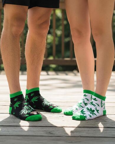 Skicuff 10 Pairs Funny Weed Socks for Women Men Marijuana Ankle Short Tab Socks 420 Gifts Green Pot Accessories Weed Gifts for Adults in Kuwait