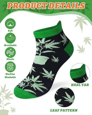 Skicuff 10 Pairs Funny Weed Socks for Women Men Marijuana Ankle Short Tab Socks 420 Gifts Green Pot Accessories Weed Gifts for Adults in Kuwait