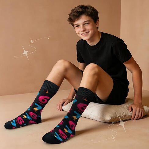 2 Pairs 67 Socks for Kids Boys & Girls, Funny 6–7 Socks Meme Design, Six Seven Ice Cream Drip, Stocking Stuffers for Teen Girls in Saudi Arabia