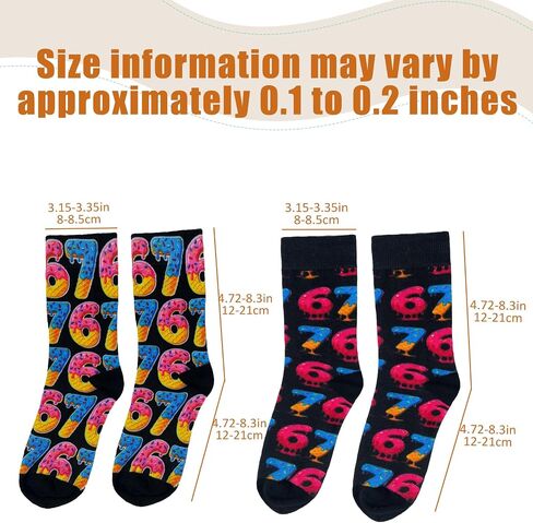 2 Pairs 67 Socks for Kids Boys & Girls, Funny 6–7 Socks Meme Design, Six Seven Ice Cream Drip, Stocking Stuffers for Teen Girls in Saudi Arabia