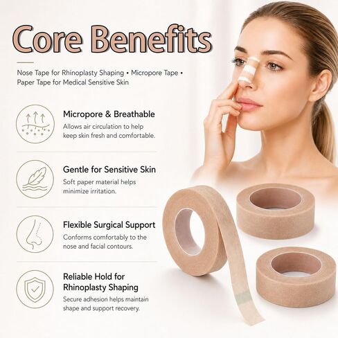 3 Rolls Nasal Nose Tape for Rhinoplasty Shaping(0.5inch x 10yards） in Saudi Arabia