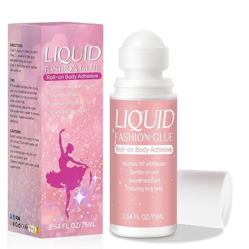 Body Adhesive for Clothing, Sweat Resistant & Long Lasting Body Glue for Clothes, Strong Hold for Dancers, Wigs, Bras, Stagewear & Costumes (2.54 Fl Oz) in Saudi Arabia