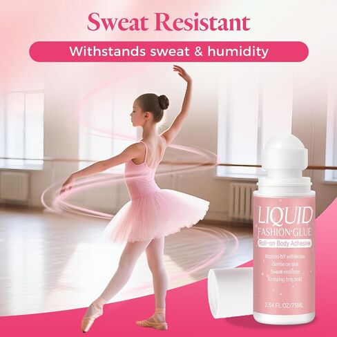 Body Adhesive for Clothing, Sweat Resistant & Long Lasting Body Glue for Clothes, Strong Hold for Dancers, Wigs, Bras, Stagewear & Costumes (2.54 Fl Oz) in Saudi Arabia