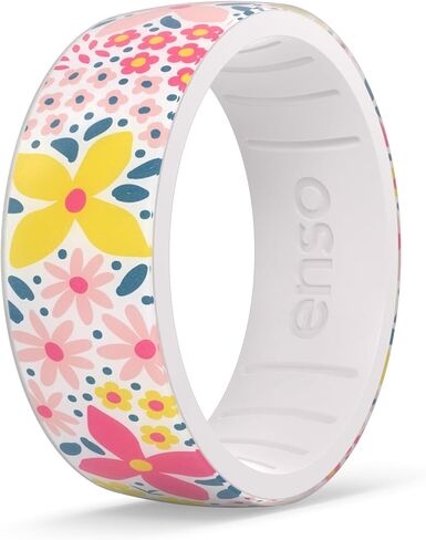 خاتم Enso Rings من السيليكون مطبوع عليه زهور - تصميم مريح ومرن للغاية in Kuwait