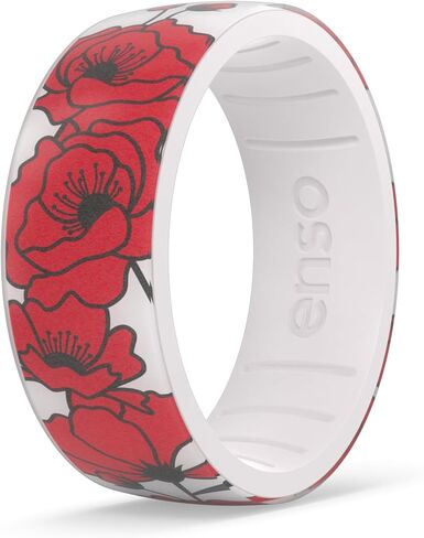 خاتم Enso Rings من السيليكون مطبوع عليه زهور - تصميم مريح ومرن للغاية in Kuwait