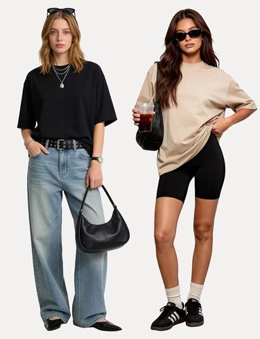 CE' CERDR 5 Pack Womens Oversized T Shirts Crew Neck Short Sleeve Shirts Loose Fit Basic Tees Workout Gym Summer Tops in Saudi Arabia