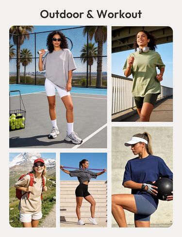 CE' CERDR 5 Pack Womens Oversized T Shirts Crew Neck Short Sleeve Shirts Loose Fit Basic Tees Workout Gym Summer Tops in Saudi Arabia