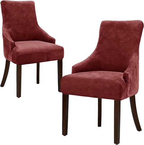 Wingback Dining Chair Covers Soft Velvet Wingback Chairs Covers Washable Wing Back Chair Slipcover Velvet Wing Chairs Protector for Dining Living Room Banquet (Beige, 2PCS) in Saudi Arabia