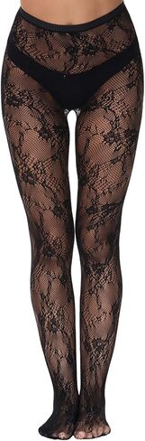 Henwarry High Waist Tights Lace Patterned Fishnet Stockings Thigh High Pantyhose for Women in Saudi Arabia