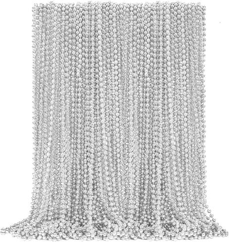 EOBOH 144PCS Mardi Gras Beads, Metallic 12 Kinds Bead Necklace Party Supplies, 33" Mardi Gras Necklace Costume Stuff, Festival Parade Throw Accessories for Wedding Birthday Celebrations Decorations in Kuwait