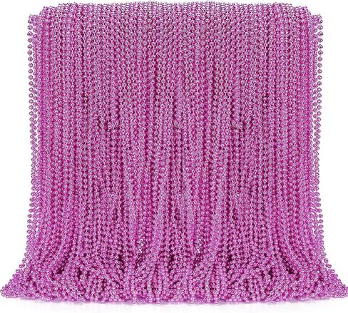 EOBOH 144PCS Mardi Gras Beads, Metallic 12 Kinds Bead Necklace Party Supplies, 33" Mardi Gras Necklace Costume Stuff, Festival Parade Throw Accessories for Wedding Birthday Celebrations Decorations in Kuwait