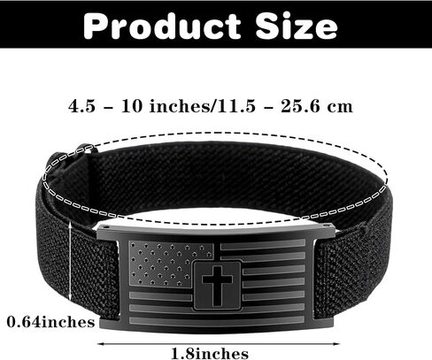 Gifts for Son from Mom Dad - Christian Cross Bracelets for Men Boys, Joshua 1:9 Bible Verse Engraved Stainless Steel American Flag Patriotic Elastic Stretch Wristband Religious Jewelry in Kuwait