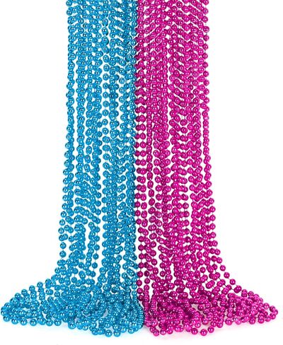 EOBOH 144PCS Mardi Gras Beads, Metallic 12 Kinds Bead Necklace Party Supplies, 33" Mardi Gras Necklace Costume Stuff, Festival Parade Throw Accessories for Wedding Birthday Celebrations Decorations in Kuwait