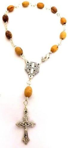 Accessory Holy Land Olive Wood Praying Rosary Bracelet with Jesus Classic Cross & Jerusalem Cross in Saudi Arabia